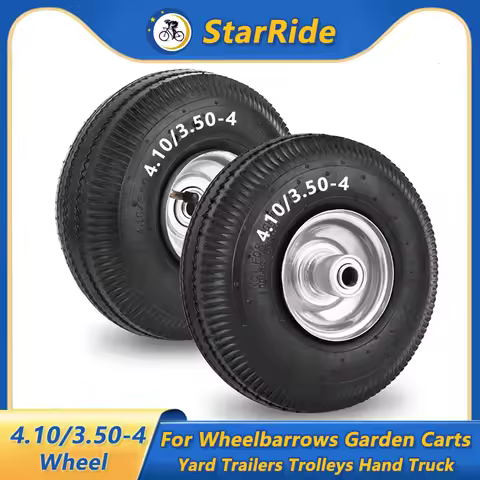 1pc 4.10/3.50-4 Pneumatic Wheel Tire 10" Wheels for Wheelbarrows Garden Carts Yard Trailers Trolleys