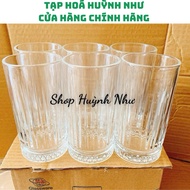 [GENUINE][465ml]Set of 6 high-quality glass cups with diamond bottom patterns to create accents, dec