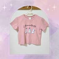 休閒百搭 ✿ NaFan兔兔圓領棉質粉色短版小T恤