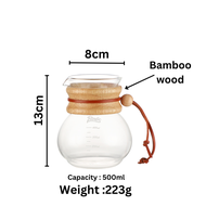 Bincoo 500ml Hand Pour-Over Glass Coffee Pot | Coffee Sharing Pot