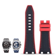 ดูอุปกรณ์เสริมวงสำหรับ Audemars เข็มขัด Piguet สำหรับ AP สายคู่สีซิลิโคนเหลวขาหัวเข็มขัดนาฬิกาข้อมือ