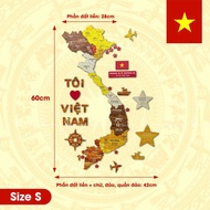 Bản đồ gỗ 63 và 34 tỉnh thành Việt Nam - kích thước 60cm 1M 1M5 đồ dùng học tập và trang trí nhà cửa