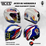 ACES R1 MERDEKA MALAYSIA & SEMAKIN DI DEPAN HELMET COME WITH FREE RAINBOW VISOR - Helmet Aces Merdek