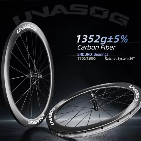 Clearance 50mm Lightweight Carbon Fiber Road Wheelset Disc Brake Ratchet System 36T Hub Enduro Beari