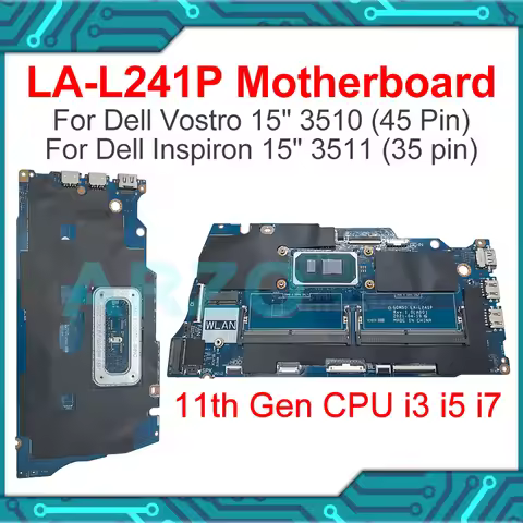 Laptop Mainboard GDM50 LA-L241P CPU i3 i5 i7 For Dell Inspiron 15" 3511 Vostro 15" 3510 Motherboard 