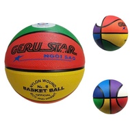 Geru Rubber Basketball B3-B5-B6-B7 - Multi-Colored Basketball with Needle and Net