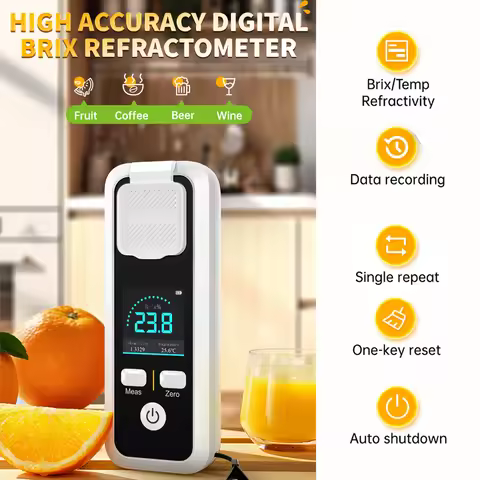 Portable Brix Meter Digital Brix Refractometer 0-32% Brix Range Rechargeable Sugar Content Tester fo