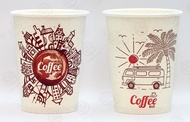 Ly giấy 360ml - 14oz mẫu COFFEE BUS Set 100-300 cái kèm nắp