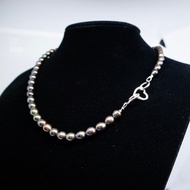 棕色奇蹟珍珠項鍊/心形扣式登山扣式