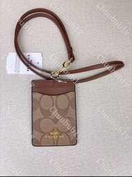 ✨全新💕蔻馳coach高級真皮工作卡套掛繩門卡出入證證件套