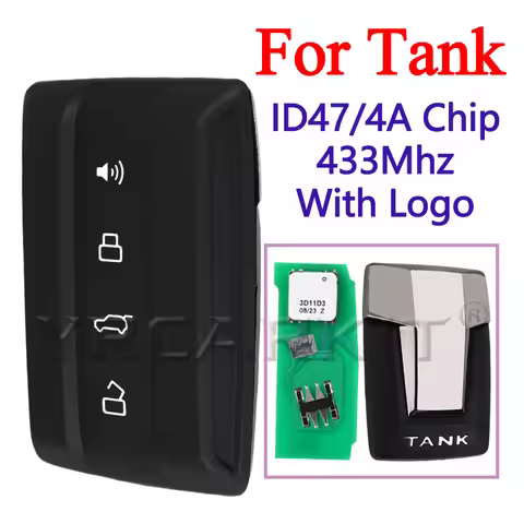 OEM For Great Wall GWM TANK 300 Car Smart Remote Key With Logo 4A/ID47 Chip 4 Buttons Fob Intelligen