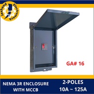 ●▬●ECB Nema 3R Metal Enclosure with Breaker MCCB 10A~125A, 2-Poles, 25KAIC, 220V / 415V, Himel MCCB