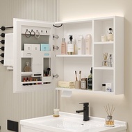 Storage Mirror Bathroom Mirror Cabinet Alumimum Separate Cabinet Storage Rack Bathroom with Light Intelligent Defogging Cosmetic Mirror Moisture-Proof UDQI