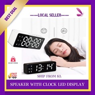 B119-WH 6in1 Portable Wireless Bluetooth Speaker With Clock LED Display Screen FM Radio Alarm Temper