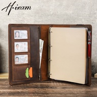 Hiram Retro Crazy Horse Leather A4 Notebook Cover Business Office Multifunctional Leather Notebook P