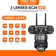 V380 Pro 12MP Outdoor CCTV Camera Wifi Connect To Cellphone Waterproof Three lens Night Vision Alarm