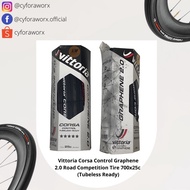 Vittoria Corsa Control Graphene 2.0 Road Competition Tire 700x25c (Tubeless Ready)