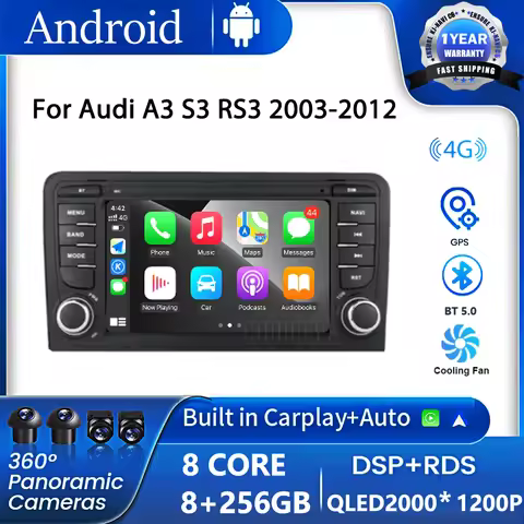 Android 16 Car Radio Multimedia GPS Video Player Wireless Carplay GPS Bluetooth Wifi RDS For Audi A3