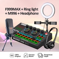 Bonkyo New upgrade metal material F999MAX+M996Headset+Light + Sound Card Bluetooth Live SoundCard F9