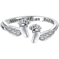 Angel Ring | Memorial Aesthetic Copper - Kids Footprint Memorial Open Ring - for Parents Girls Trave