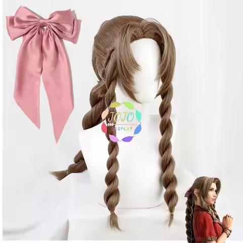 Aerith Gainsborough Wig FF VII 7 Remake Cosplay Brown Braid Long Heat Resistant Synthetic Hair Hallo