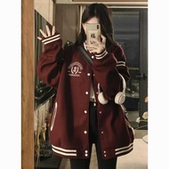 American Retro Couple Baseball Uniform Jacket Women 2024 Spring Autumn New Style All-Match Loose Cas