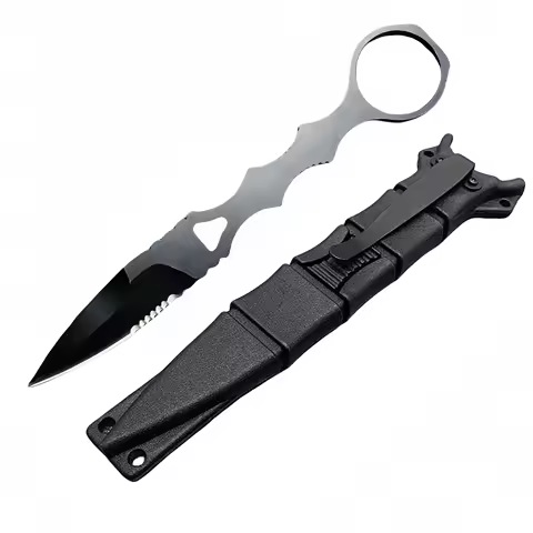 New Stainless Steel Blade with Kydex Sheath Half Serrated Blade Knife Bushcraft Mini Pocket Survival