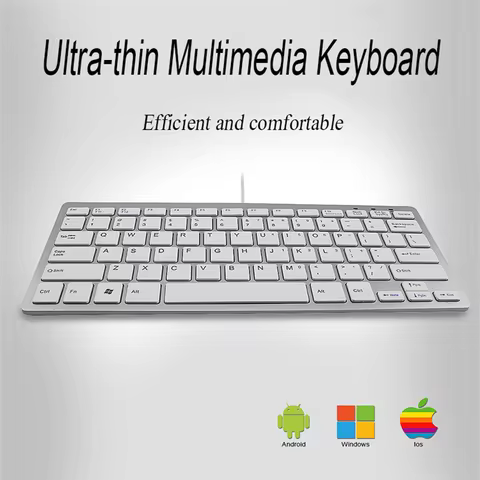 Mini Slim Wired Keyboard Usb Cable Thin Keypad Ergonomic Portable Office Silent Keyboards For Mac La