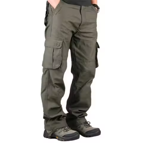 Cotton Men's Cargo Pants Casual Multi Pockets Tactical Work Pants Men Outerwear Straight Slacks Long