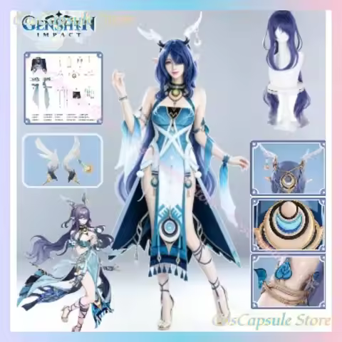 NEW Lauma Cosplay Costum Genshin Impact Lauma Wig Dress Frost Moon Scions Headwear Halloween Party R