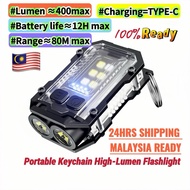 ✅24H Delivery｜PROMO｜Portable Keychain 500LM High-Lumen Lampu Kecil Cahaya Kuat | USB-C Cas Pantas & 