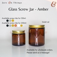 ♞,♘,♙,♟Amber Screw Jar (120ml / 250ml capacity) - Glass Jar (Candle Jar / Screw Jar Screw Lid)