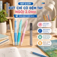 Set of 2 2.0mm Pressed Pencils with Premium Cushioned Armrest - Dark Black Nib for Smooth Writing, I