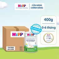 Thùng 4 lon sữa dê HiPP 1 Organic 400g - Nhập khẩu Đức giúp bé phát triển chiều cao trí não tăng cườ