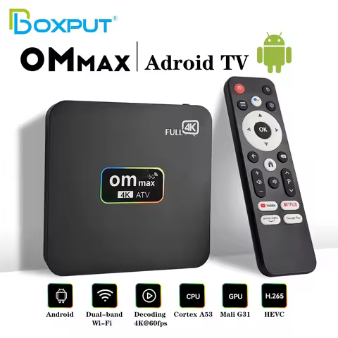 2025 Hot Sale Android TV Box OM MAX S905L3 Amlogic Chips iATV System 4k HD Bluetooth5.0 Voice Remote