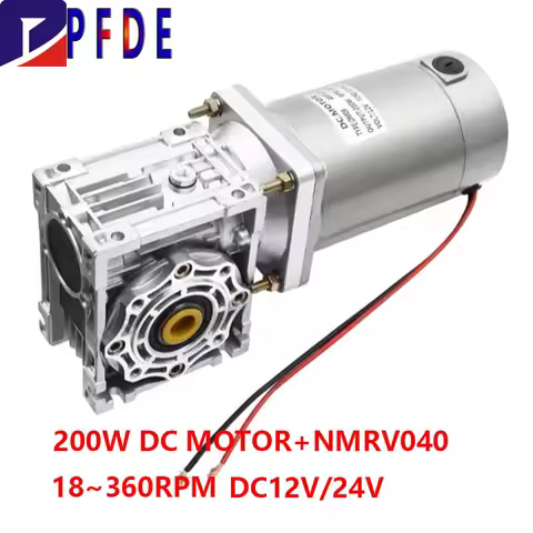 DC Gear Motor 200W 12V 24V+NMRV040 Worm Reducer Gearbox High Torque with Self-Locking Speed Adjustab