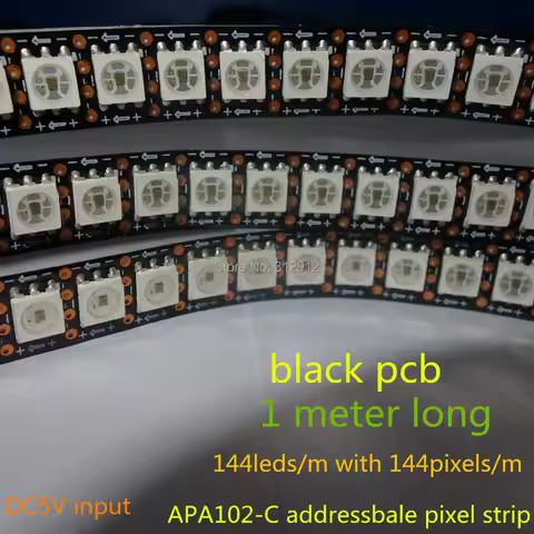 BLACK PCB 1 meter 144pcs APA-102C addressable led pixel strip,144pixels/m;non-waterproof