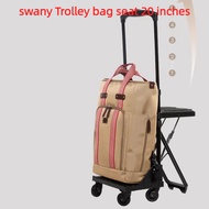 Swany Portable Trolley Bag with Seat Brake Mute Universal Wheel Boarding Travel with Seat Small Trol