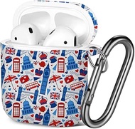 [ Compatible with AirPods 2 and 1 ] Shockproof Soft TPU Gel Case Cover with Keychain Carabiner for A