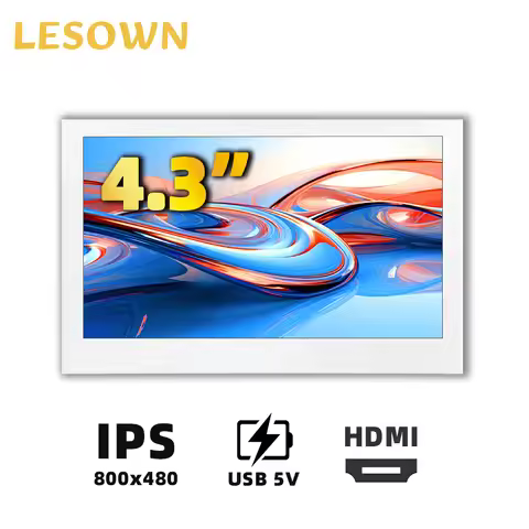 LESOWN Auxiliary Screen 4.3 Inch Compact Display 800x480 IPS LCD Travel Monitor Palm-Sized Monitor P