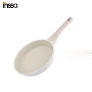 INSSA กระทะ กระทะทอด 24 ซม ไม่ติดกระทะ ใช้ในครัวเรือน ผัดและทอด เตาแม่เหล็กไฟฟ้า เตาแก๊ส กระทะสีขาว