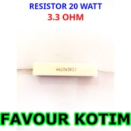 RESISTOR 3.3 3R3 OHM 20 WATT 5 PERCENT R 20W 20 W R20W FVKOTIM CHALK