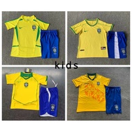 KIDS KIT 1998 2002 Brazil Home Vintage Children's Wear High Quality Football Jersey Ronaldo