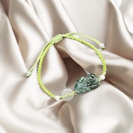飄綠翡翠貔貅編織手鍊 | 天然緬甸玉翡翠A貨