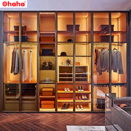 [ Freeship HCM] [ Trả góp 0%] TỦ QUẦN ÁO TRƯNG BÀY CÁNH KÍNH CAO CẤP OHAHA CÓ KÈM ĐÈM LED 240x240CM 