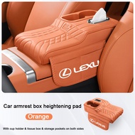 Hộp tựa tay xe ô tô tăng chiều cao pad với túi lưu trữ xe bảo vệ bằng da bìa cho Lexus LBX RX 570 RX