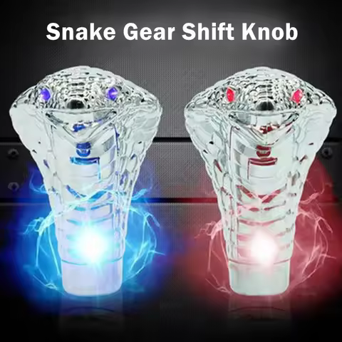 Universal Manual Gear Stick Shift Shifter Snake Cobra Car Styling Blue /Red LED Light Eyes Interior 