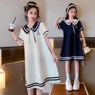 2025 summer New retro Girls short princess Dress Cotton Sailor Collar
