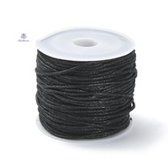 1Roll 20M Waxed Cotton Cords Multi-Ply Round Cord Macrame Artisan String for Jewelry Making Black 1m