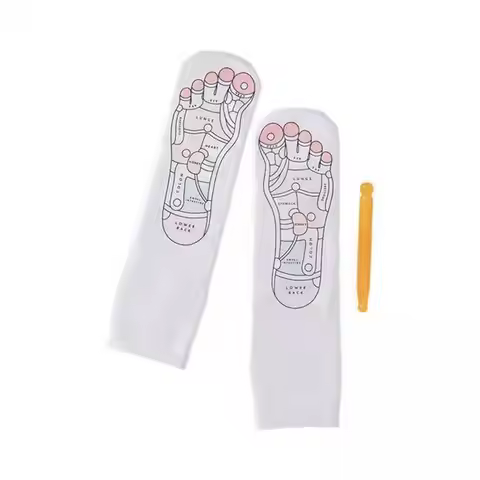 2x Reflexology Socks, Acupoint Illustration Socks Foot Massage Socks for Adult